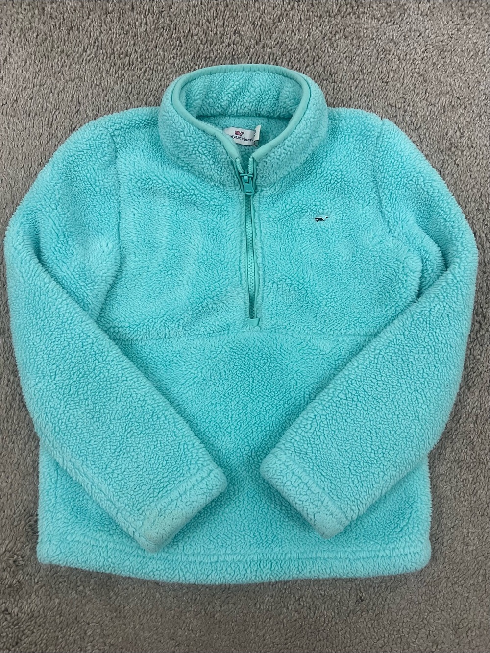 Vineyard Vines Kids Plush Quarter-Zip Jacket - Aqua Blue